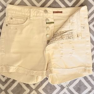 Anthropologie Pilcro | Cream Ivory White Distressed Denim Shorts